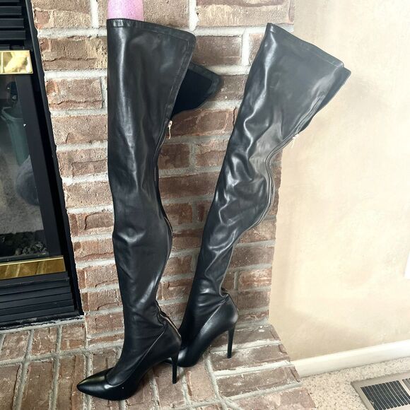 Azalea Wang Tiernan Thigh High Racer Boots Size 7.5 Stiletto Point Toe Clubwear - Picture 10 of 16